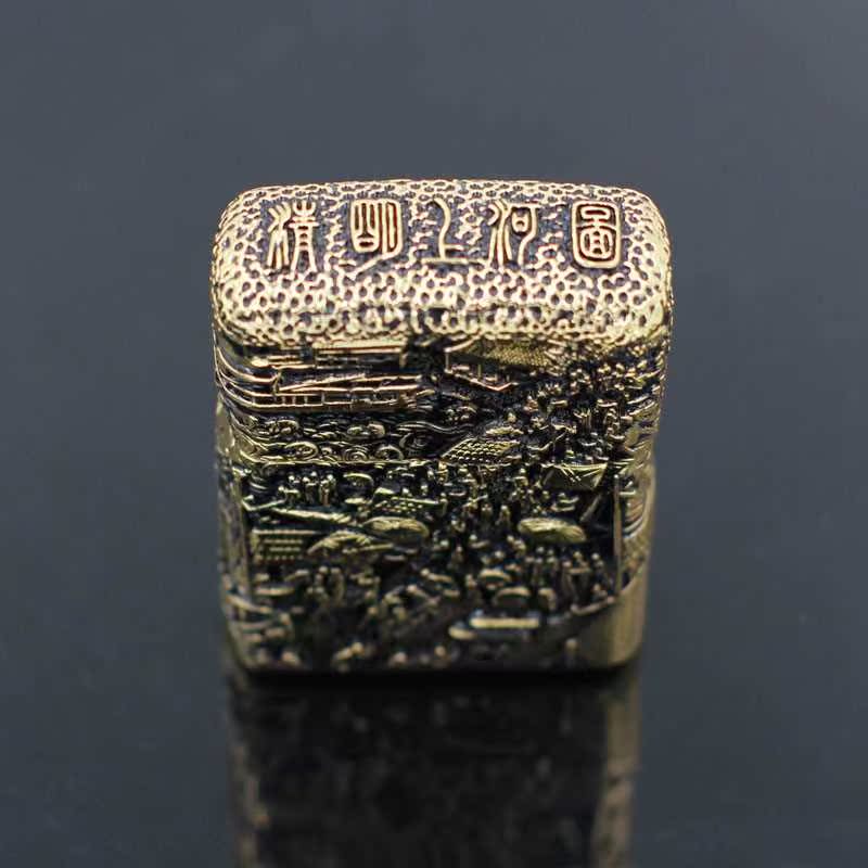 佐羅Z91287E金間黑重盔甲清明上河圖打火機 防風純銅 精雕限量版