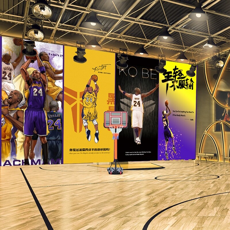 nba明星科比灌篮高手动漫壁纸墙纸漫画超大健身房篮球场背景壁画