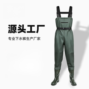 全身钓鱼服赶海男皮叉涉水裤 下水裤 水鞋 雨鞋 防水连体半身雨衣雨裤