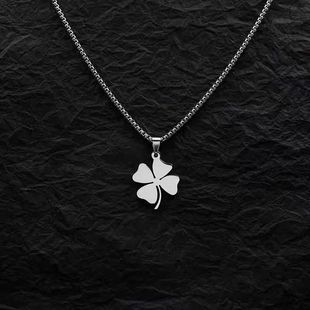 钛钢不掉色四叶草项链男女2023年新款爆款秋冬轻奢小众设计毛衣链