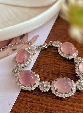 天然粉玉髓手链玛瑙手链雪花款直播网红爆款小红色穿搭礼物女朋友