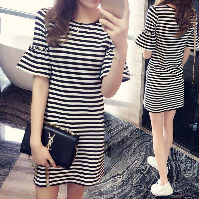 summer The gown Long dress stripe Mid length version clothesin the Women's clothing/Boutique , T-shirt  category - from Buy2taobao.com to provide professional Taobao agent buy service