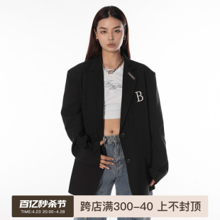 BLACKBB原创设计oversize春季 西服外套男女24s廓形刺绣金属标西装