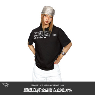 BLACKBB 街头宽松慵懒体恤ins上衣 字母印花圆领短袖 T恤女夏美式