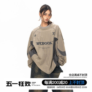 休闲上衣 BLACKBB 机能风反光条运动套头印花卫衣男女2024春秋新款