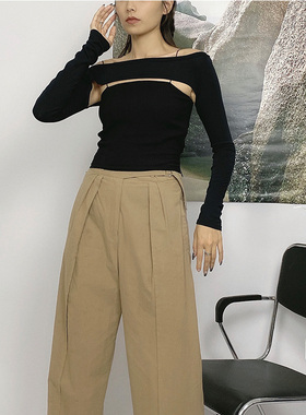 NO SERVICE 小众设计 一字肩黑色显瘦防晒袖套