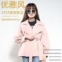 Bộ sê-ri giảm giá hàng loạt nữ 2018 mùa xuân mới bốn màu ngắn áo khoác mỏng hở eo - Trench Coat áo khoác nữ mùa đông