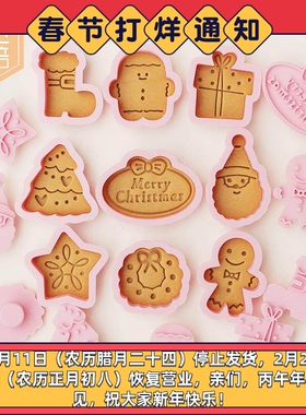 圣诞节迷你卡通小饼干Merry Christmas姜饼人饼干模具翻糖糖霜模