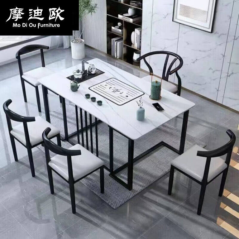 摩迪欧2023新款岩板茶桌椅组合现代简约茶几轻奢新中式办公室客厅怎么看?