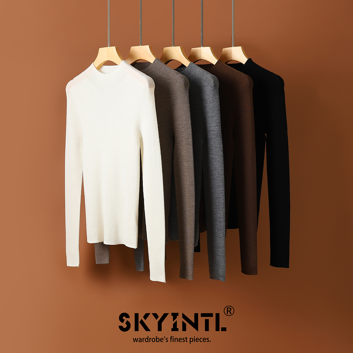 半高领内搭美丽诺羊毛针织衫女