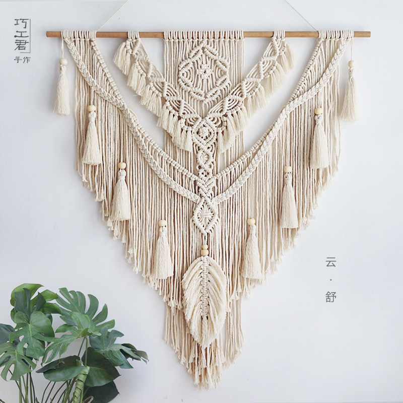 ins编织棉绳挂毯手工diy材料包壁挂沙发背景床头玄关装饰婚礼布景