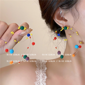 夏日彩色绚烂烟火耳环女小众个性 耳坠耳钉 独特夸张耳饰多巴胺长款