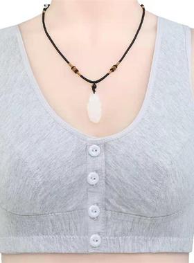 中老年人内衣前扣妈妈大码文胸无钢圈棉质胸罩女背心式轻薄透气