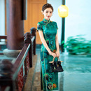 桑蚕丝中国风时尚 改良版 长裙 真丝旗袍高端气质长款 贵夫人2025新款