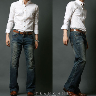 男士 牛仔微喇叭裤 韩版 23男装 子 新款 潮小喇叭牛仔裤 男牛仔 秋冬季
