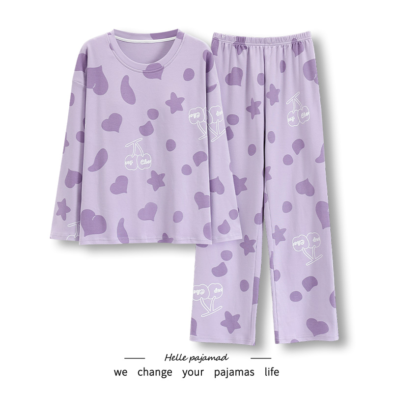 浪莎纯棉长袖长裤睡衣女