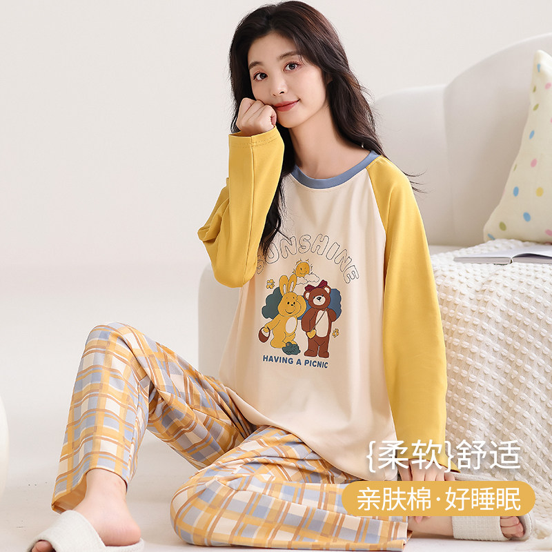 浪莎纯棉睡衣女款2025新款春秋季长袖长裤卡通可爱全棉家居服套装,女士内衣/男士内衣/家居服,睡衣/家居服套装,淘宝优惠券,粉丝福利购,淘宝优惠卷
