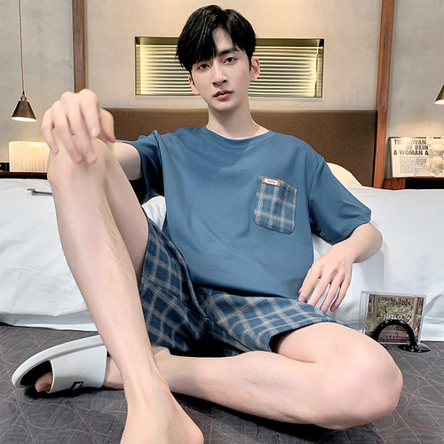 热卖推荐！纯棉短袖短裤男士睡衣