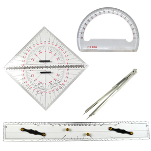 费航海测量工具套装 海图分规 免邮 航海平行尺航海量角器TJ1型量角器