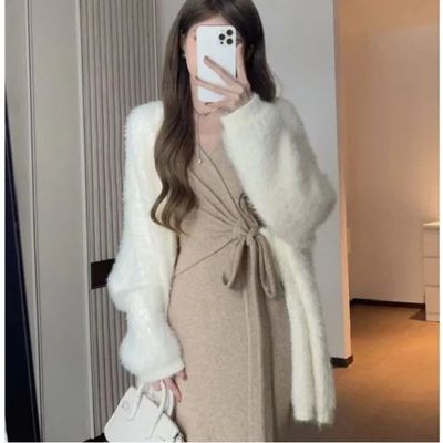 高级感穿搭两件套装织毛衣连衣裙子秋冬季2025新款女装冬季长裙