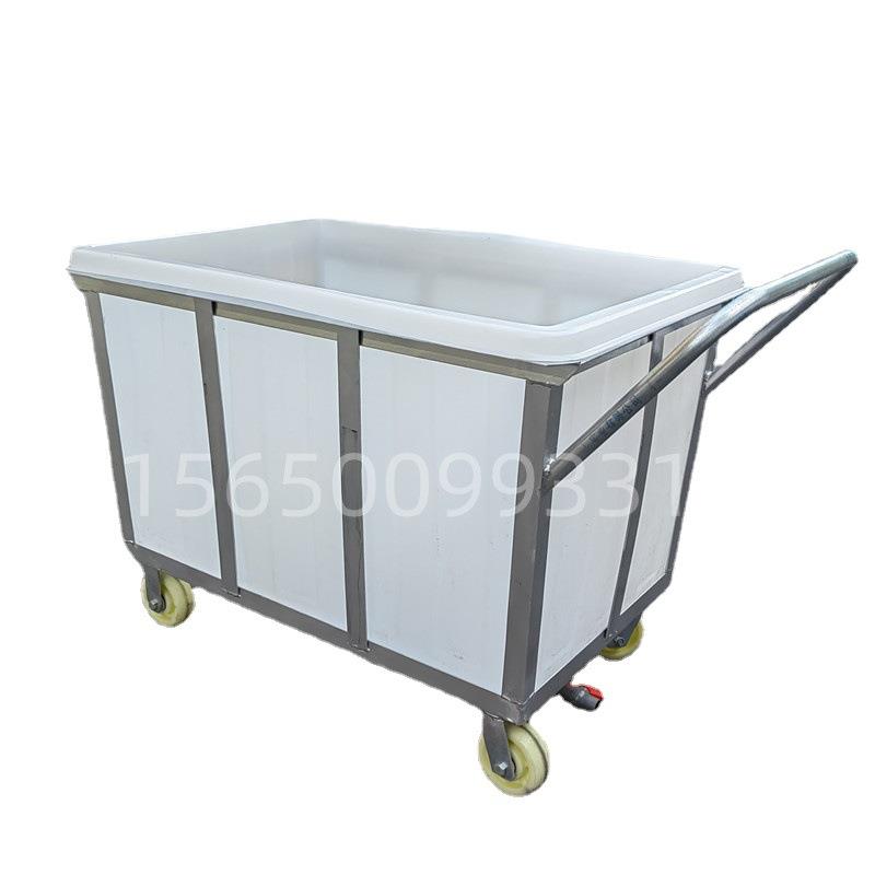 300L塑料箱推车装水手推车方箱带轮子车间小推车物料周转推布车