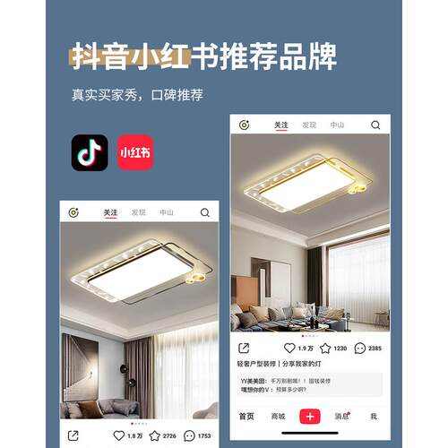 新款2021轻奢现代简约客厅卧室灯创意大气羽毛网红led吸顶灯具