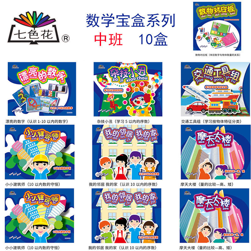 幼儿园情景教学材料 数学宝盒系列（中班）一款10套含手册
