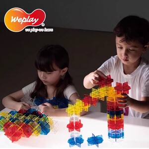 台湾Weplay 晶彩积木 儿童益智拼插玩具创意透光幼儿园教具