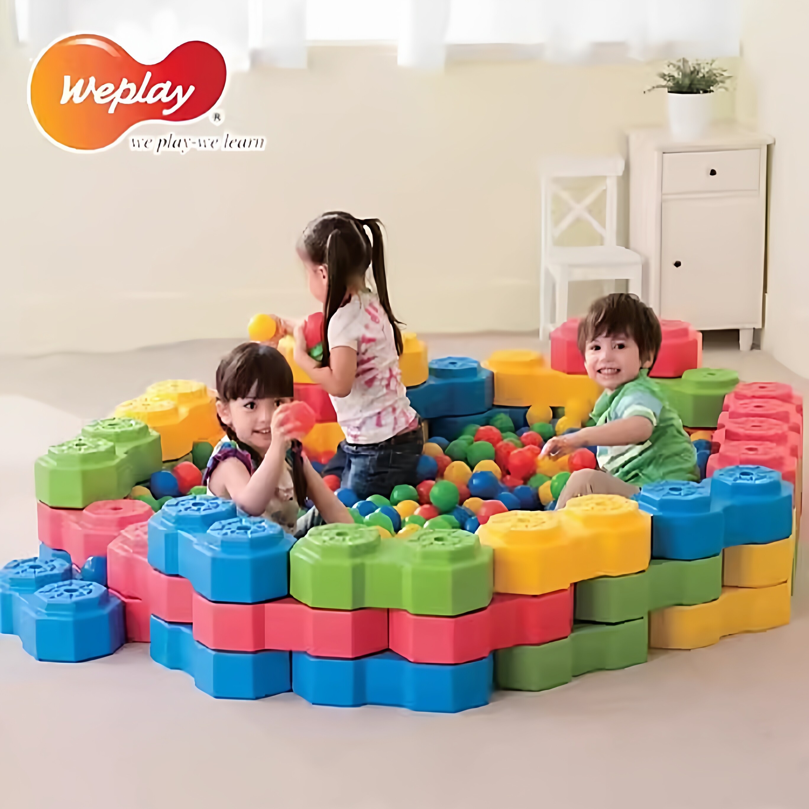 八角积木台湾WEPLAY早教园儿童大型软质静音建构拼插搭建积木玩具