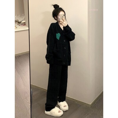 大码加厚半边绒睡衣冬季女款珊瑚绒套装2025年新款秋冬家居服冬天