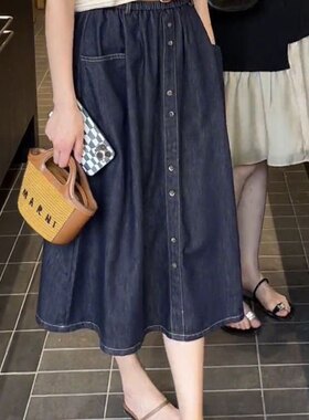 【专柜品质】天丝牛仔半身裙女2025新款春夏薄款大码显瘦a字伞裙