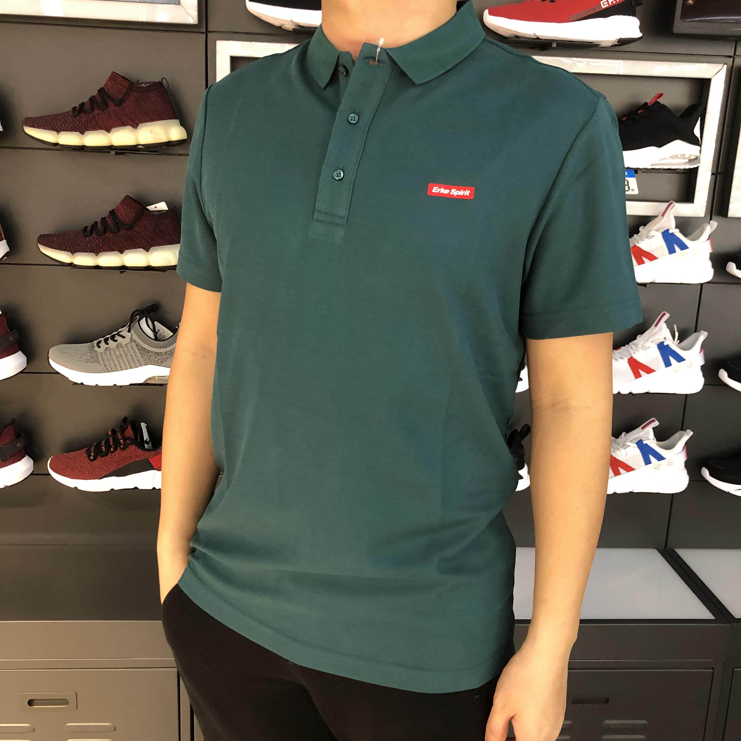 鸿星尔克运动polo衫男2022夏季新款微领吸汗透气百搭针织短袖t恤