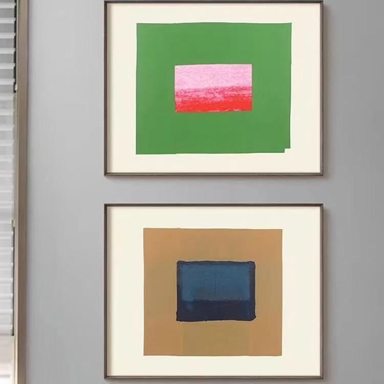 北欧复古客厅电表箱装饰画法式中古风餐厅书房壁画简约抽象色块图片