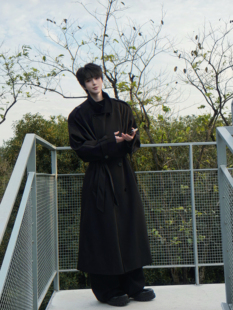 【温顺尚早】暗黑山本风长款双排扣风衣 肩章系带收腰秋冬季外套