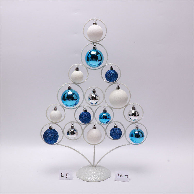 圣诞装饰用品铁艺铃铛树塑胶球编织树型装扮摆饰橱窗场景布置摆件