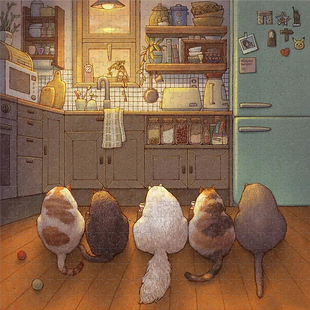 猫咪懒散猫500片木制拼图玩具正方形完整图卡通益智成人解压治愈