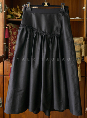 店主自穿推荐洋气爆表设计感双宫绸碎褶大摆半裙P01088