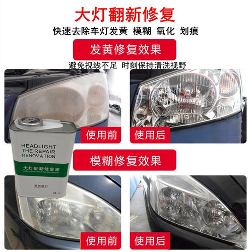 大灯翻新修复液车灯划痕发黄模糊