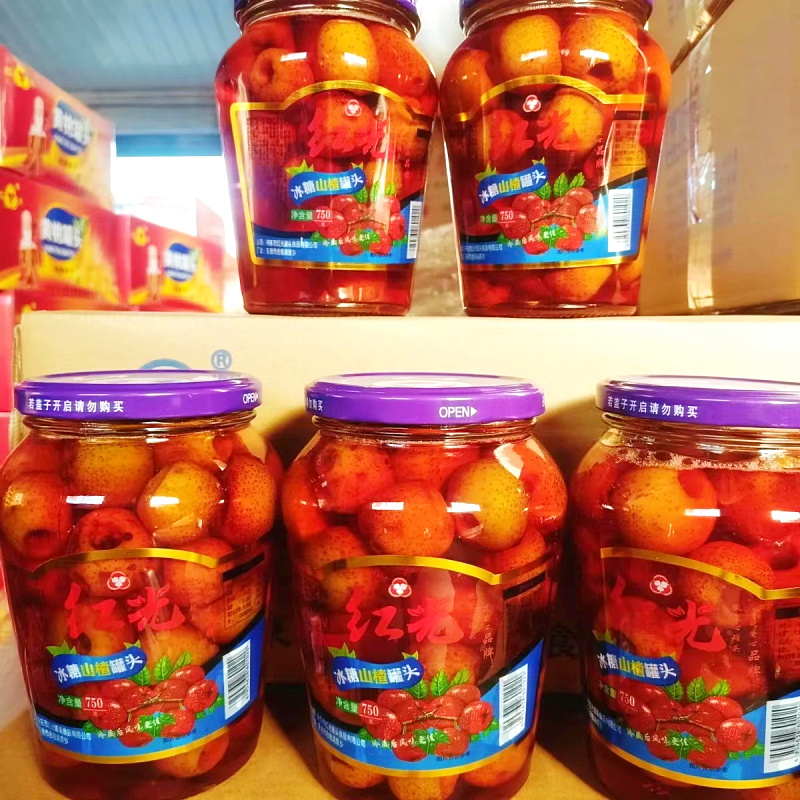 丹东红光新鲜水果罐头冰糖山楂罐头破损包赔瓶装两瓶*750克包邮