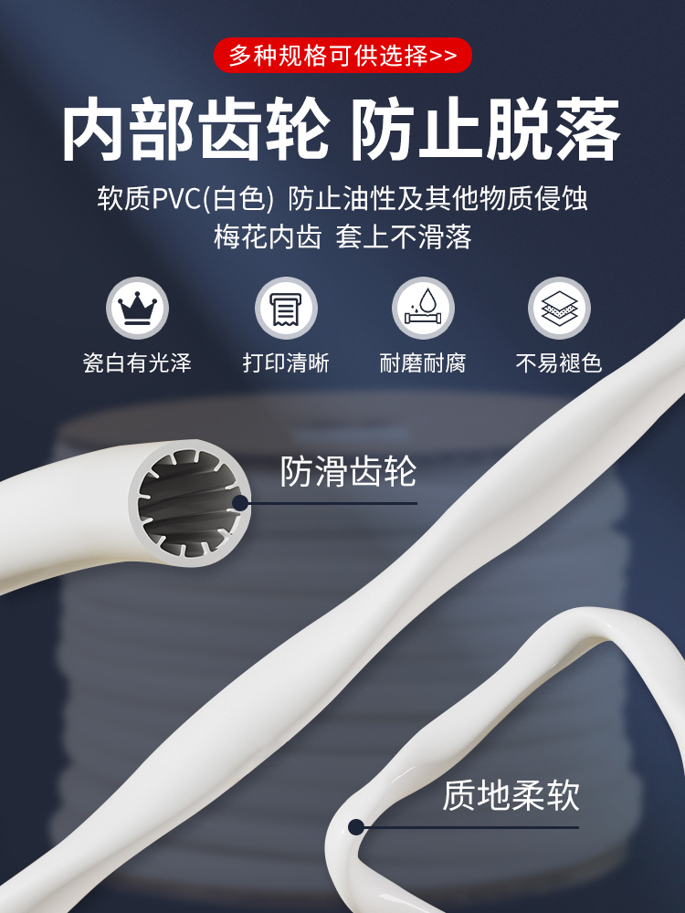 谊和号码管PVC套管内齿梅花线号管线号机电工电缆编号码管标签电
