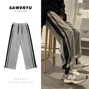 推荐保暖摇粒绒条纹运动卫裤休闲裤子男潮人 903-DK72-P65 控78，男装休闲裤，星座903