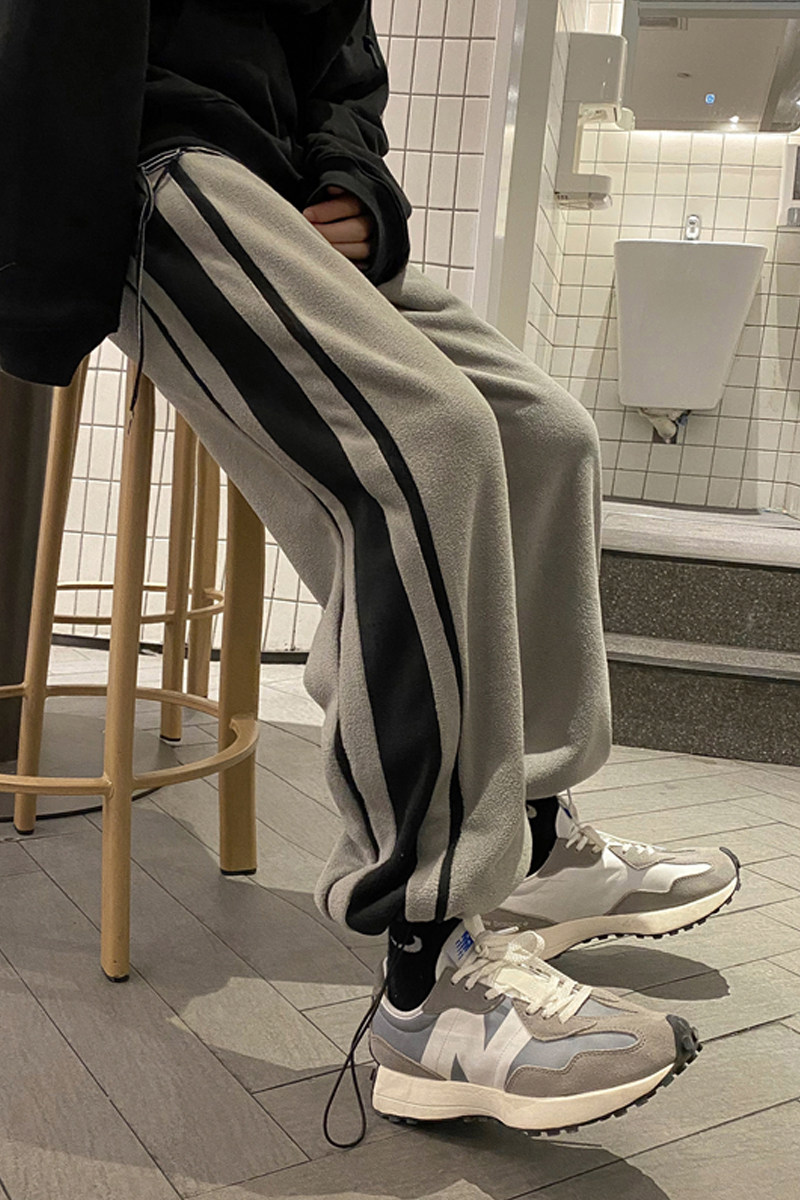 推荐保暖摇粒绒条纹运动卫裤休闲裤子男潮人903-DK72-P65控78,男装休闲裤,星座903