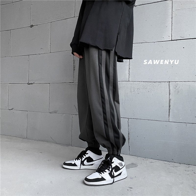 推荐条纹运动束脚裤潮男学生卫裤休闲裤子903-DK39-P55控69，男装休闲裤，星座903