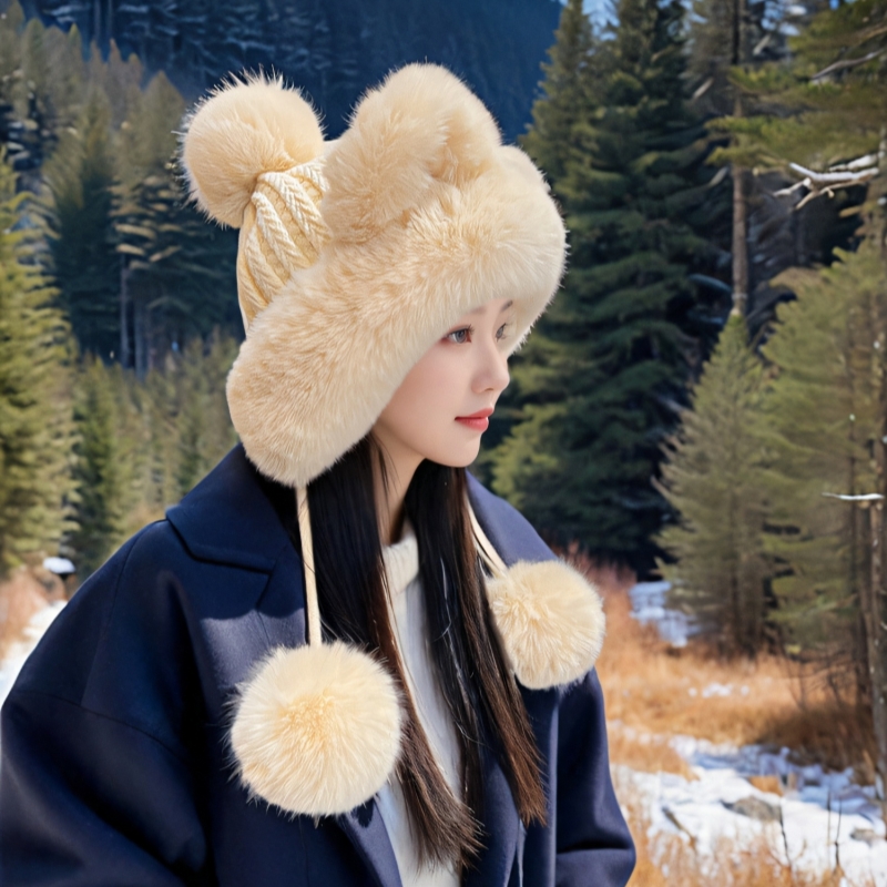 毛绒东北休闲女护耳帽雷锋帽