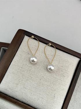 HYACINTH韩国超仙设计师款耳坠简约淑女气质耳环珍珠百搭耳饰女