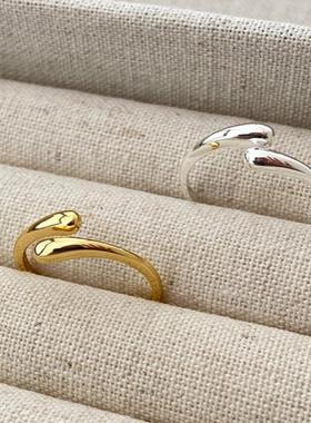 通体S925纯银水滴戒指女时尚个性百搭银饰品爆款