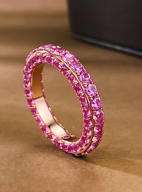 珠宝三面满钻戒指欧美INS时尚个性满钻单排 轻奢时尚指环百搭