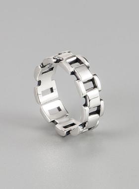 同款S925纯银链条造型戒指韩国创意ins设计网红开口指环