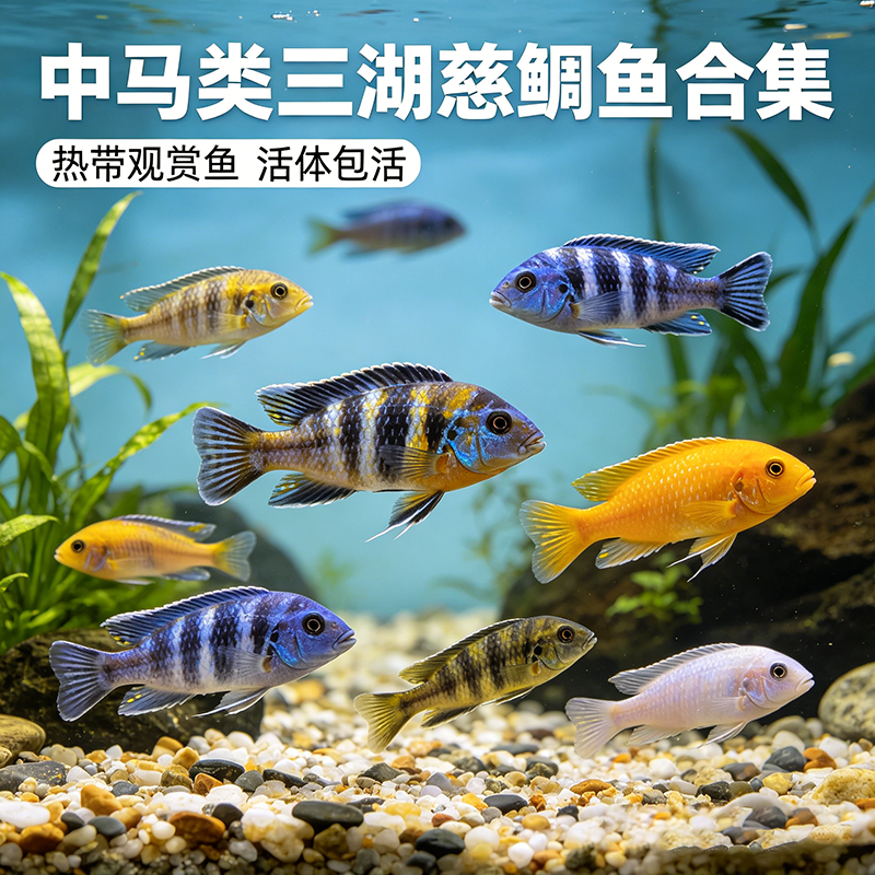 三湖慈鲷马鲷中马类蓝茉莉紫背黄肚热带淡水观赏鱼活体鱼苗