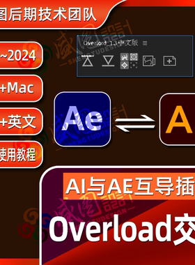 Overload插件1.3 中文AEAI实时交互图形一键互传输支持MG动画脚本